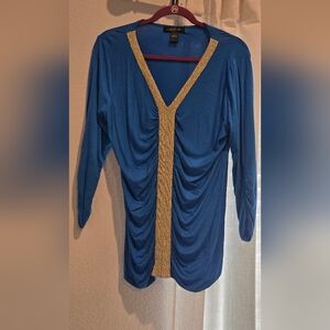 August Silk Blue and Gold Women's Top
